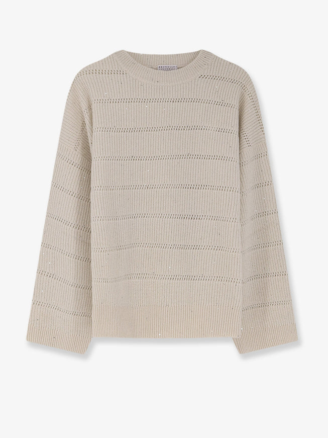 Brunello Cucinelli Dazzling Cashmere And Wool Sweater Burro