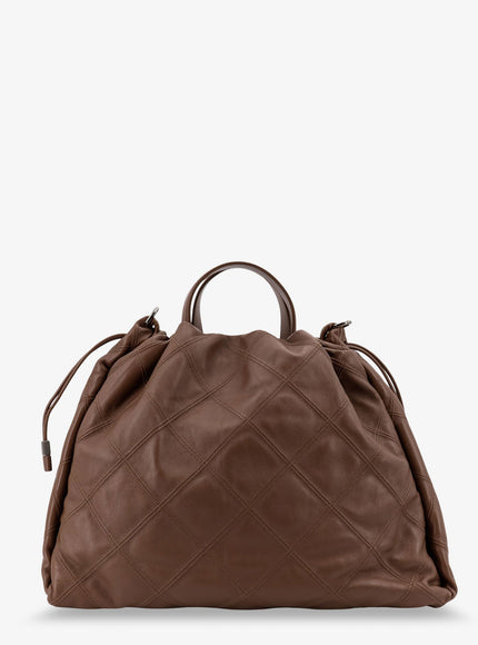 Brunello Cucinelli Mellow Quilted Leather Shopper Bag With Monile