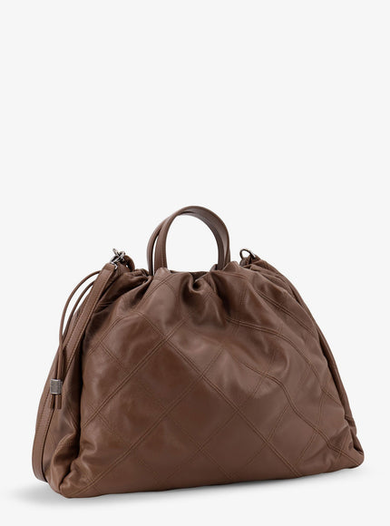 Brunello Cucinelli Mellow Quilted Leather Shopper Bag With Monile