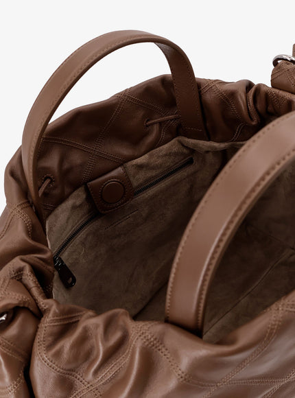 Brunello Cucinelli Mellow Quilted Leather Shopper Bag With Monile