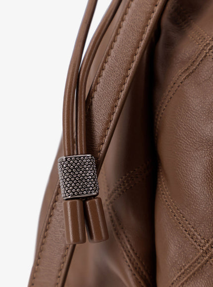 Brunello Cucinelli Mellow Quilted Leather Shopper Bag With Monile