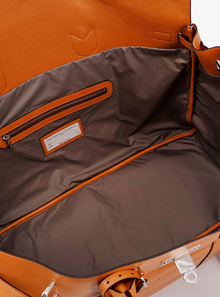 Brunello Cucinelli Leather Travel Bag With Engraved Logo On The Front