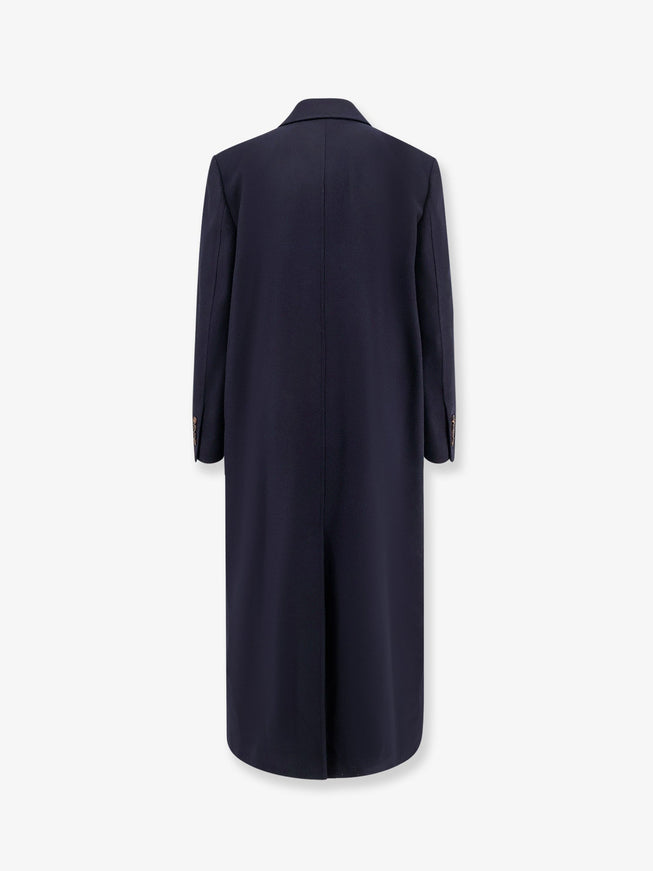 Brunello Cucinelli Double-Breasted Wool Coat Blue Navy
