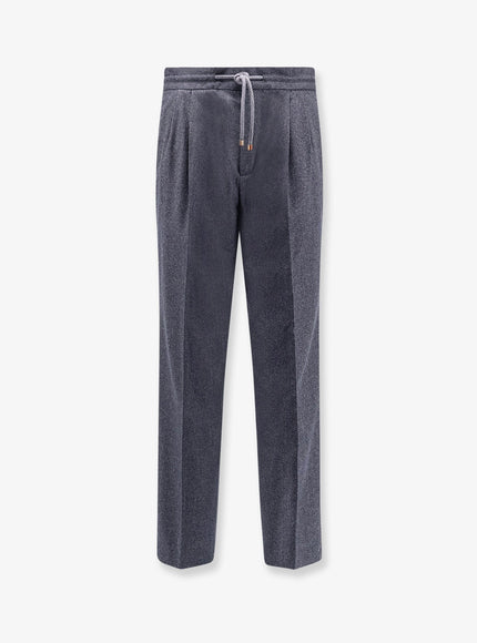Brunello Cucinelli Virgin Wool Trousers With Drawstring Grigio Scuro