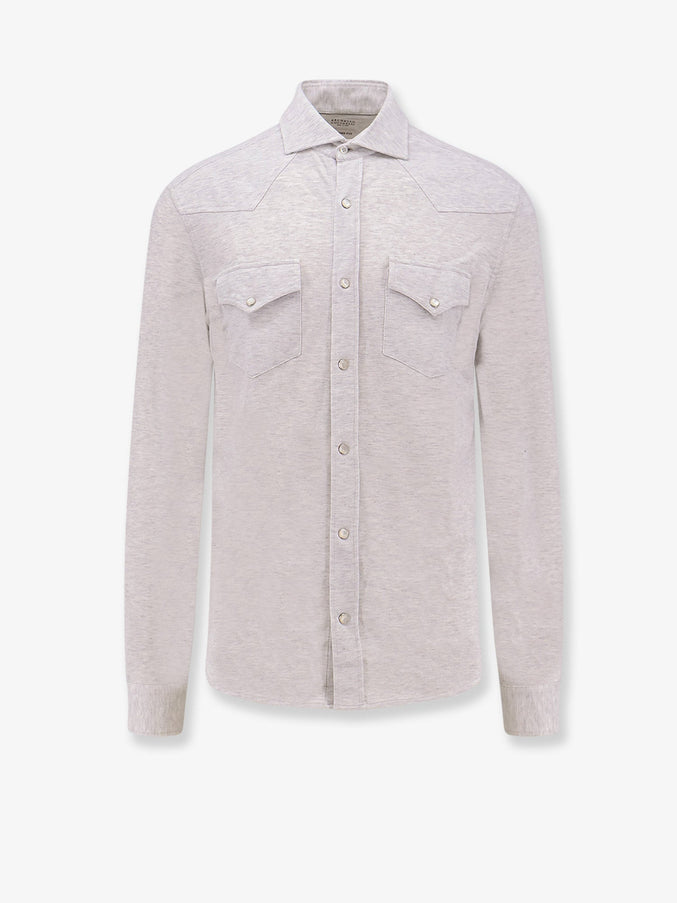 Brunello Cucinelli Cotton Leisure Fit Shirt Perla