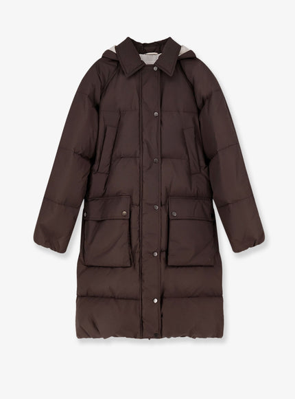 Brunello Cucinelli Nylon And Cotton Long Down Jacket Ebony