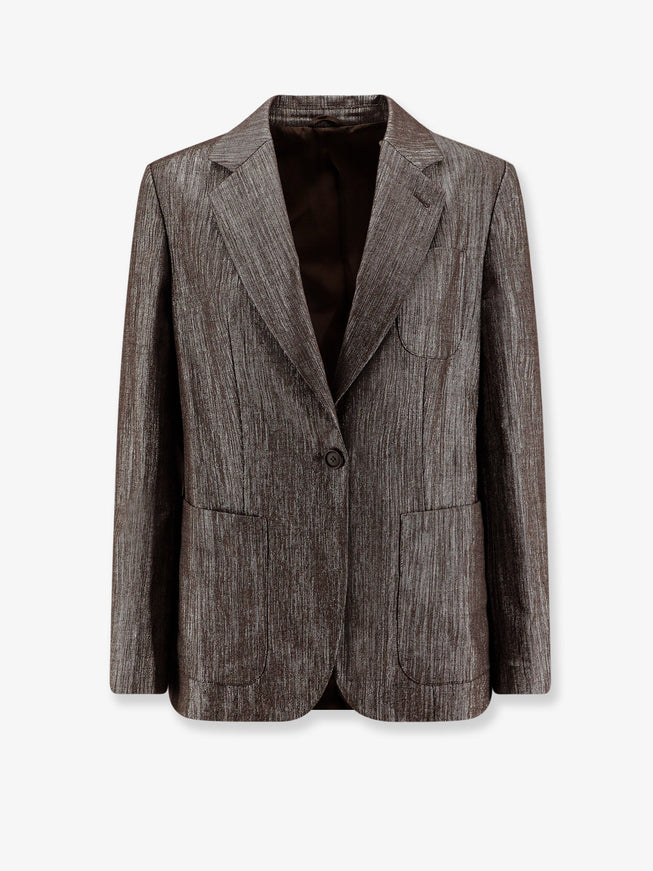 Brunello Cucinelli Single-Breasted Lurex Fabric Blazer Argento