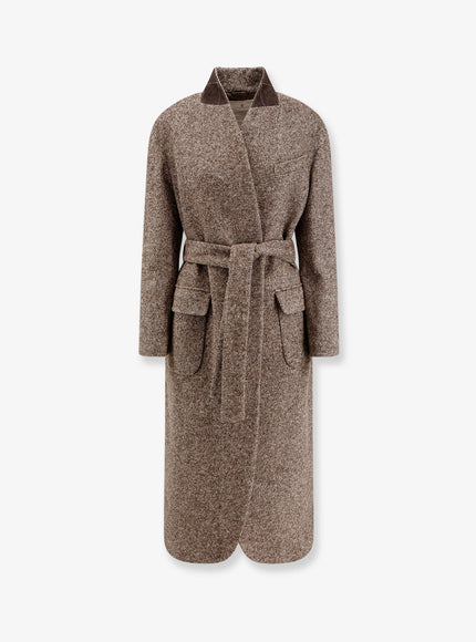 Brunello Cucinelli Wool Blend Padded Coat Marrone Grigio Panama