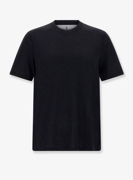 Brunello Cucinelli Silk And Cotton Blend T-Shirt Nero