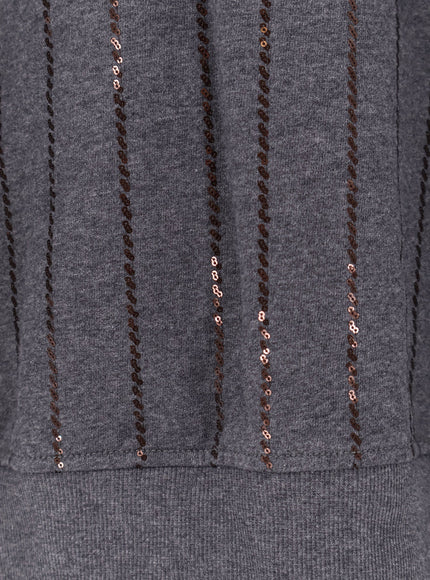 Brunello Cucinelli Dazzling Chalk Stripe Embroidery Cotton Sweatshirt