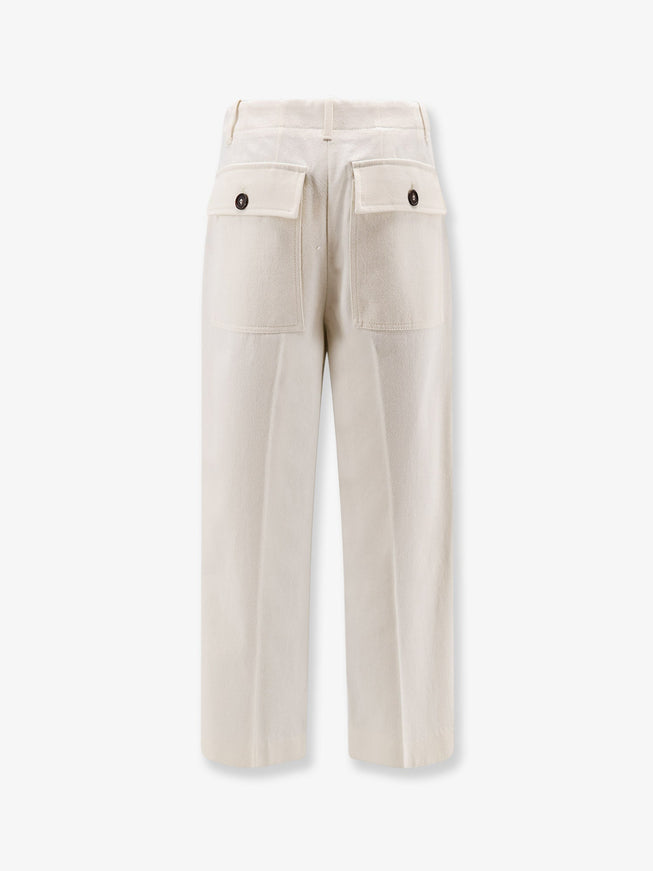 Brunello Cucinelli Cotton And Wool Trousers With Adjustable Drawstring