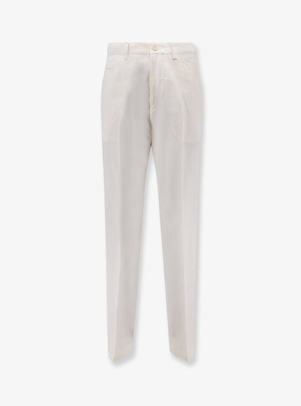 Brunello Cucinelli Cotton And Linen Trousers Panama
