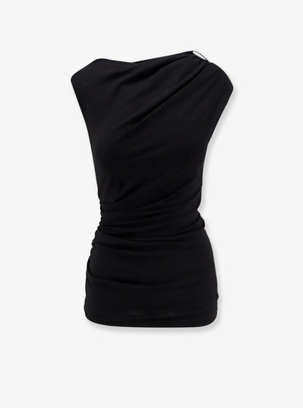 Brunello Cucinelli Wool And Stretch Viscose Top Nero