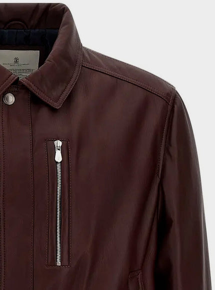 Brunello Cucinelli Leather Bomber With Padding