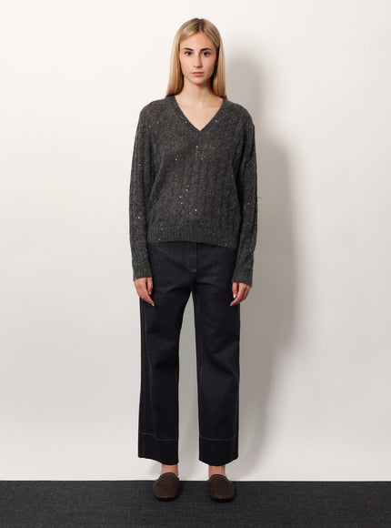 Brunello Cucinelli Wool Blend Sweater With All-Over Sequins