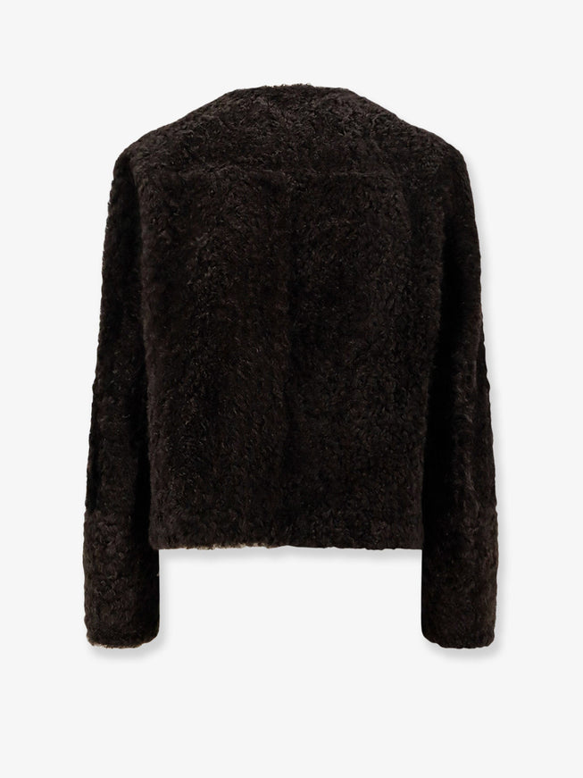Brunello Cucinelli Reversible Fuzzy Shearling Caban Crop
