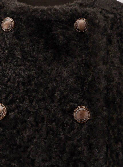 Brunello Cucinelli Reversible Fuzzy Shearling Caban Crop