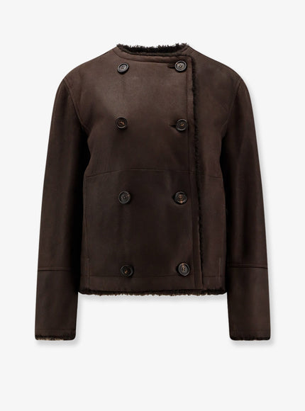 Brunello Cucinelli Reversible Fuzzy Shearling Caban Crop