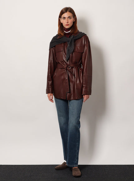 Brunello Cucinelli Leather Jacket With Belt