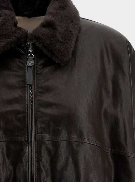 Brunello Cucinelli Aviator Leather Bomber