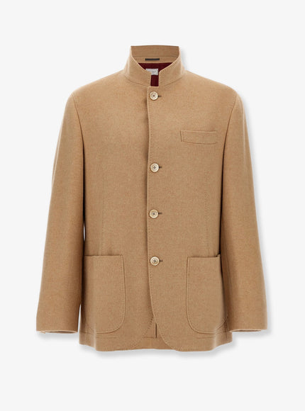 Brunello Cucinelli Cashmere And Vicuna Coat Blunavy