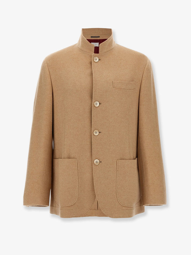 Brunello Cucinelli Cashmere And Vicuna Coat Blunavy