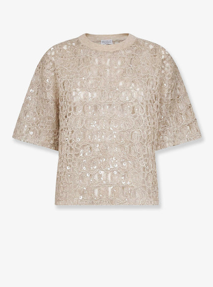 Brunello Cucinelli Dazzling Mohair, Silk And Linen Sweater Beige Freddo