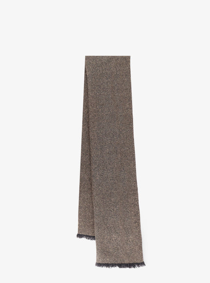 Brunello Cucinelli Cashmere Blend Scarf With Lurex Profiles Uni Brown+Antracite