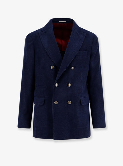 Brunello Cucinelli Deconstructed One-And-A-Half-Breasted Corduroy Blazer Zaffiro