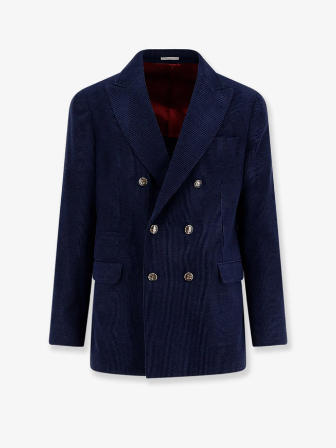 Brunello Cucinelli Deconstructed One-And-A-Half-Breasted Corduroy Blazer Zaffiro