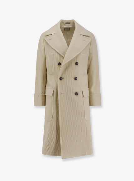 Brunello Cucinelli Ribbed Cashmere Coat English White