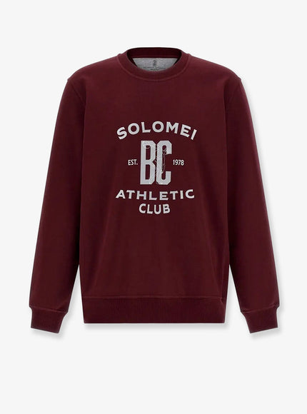 Brunello Cucinelli Cotton Sweatshirt With Print On The Front Amaranto