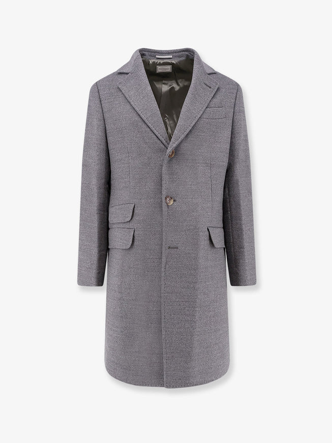 Brunello Cucinelli Wool Coat Grigio Kaki