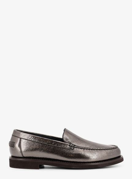 Brunello Cucinelli Penny Laminated Leather Loafer Antracite