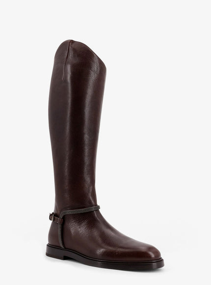 Brunello Cucinelli Leather Boots With Monili Detail