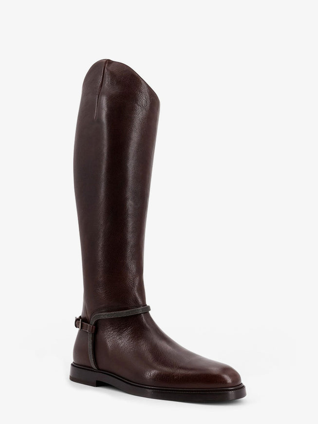 Brunello Cucinelli Leather Boots With Monili Detail