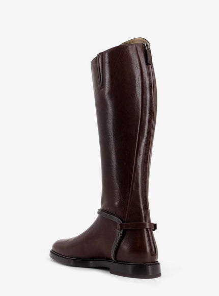 Brunello Cucinelli Leather Boots With Monili Detail