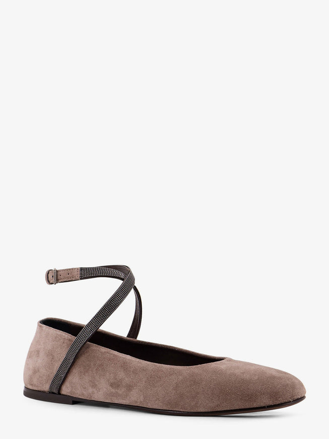 Brunello Cucinelli Suede Ballerinas With Monili Detail
