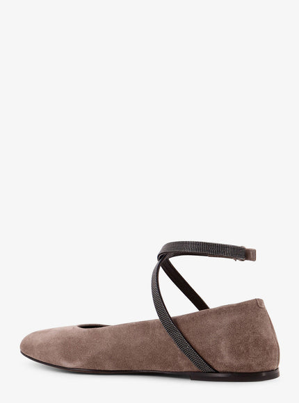 Brunello Cucinelli Suede Ballerinas With Monili Detail