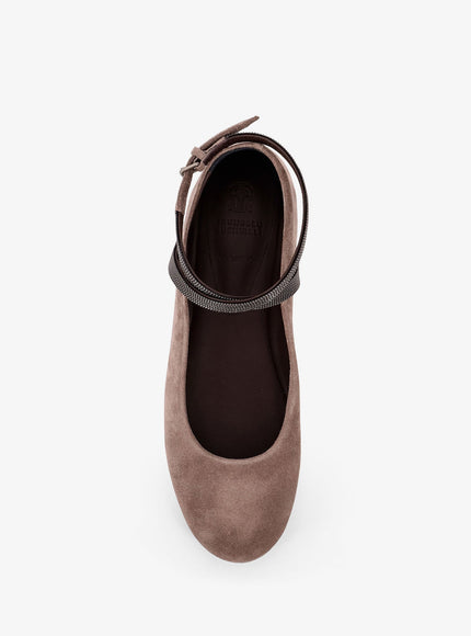 Brunello Cucinelli Suede Ballerinas With Monili Detail