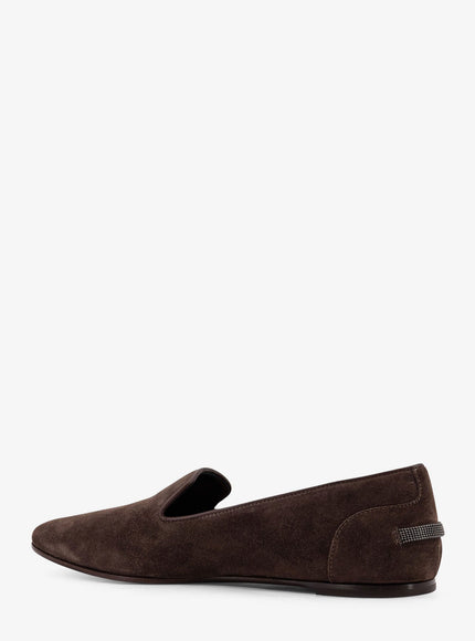 Brunello Cucinelli Suede Loafers With Monili Detail