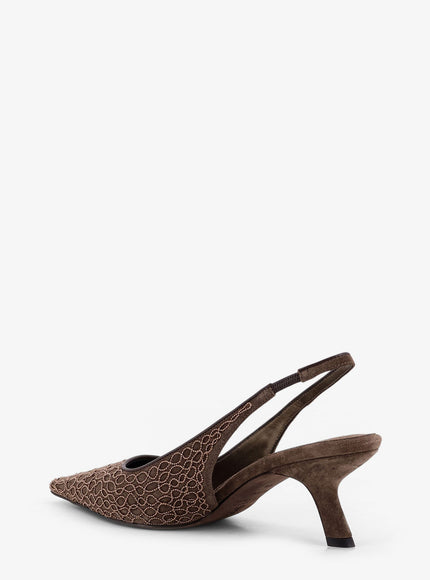 Brunello Cucinelli Suede Slingback Pumps With Monili Decoration