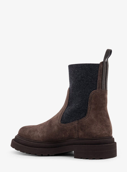 Brunello Cucinelli Suede Ankle Boots With Monili Detail