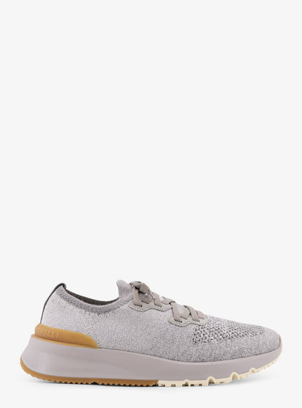 Brunello Cucinelli Melange Knit Sneakers Grigiochiaro