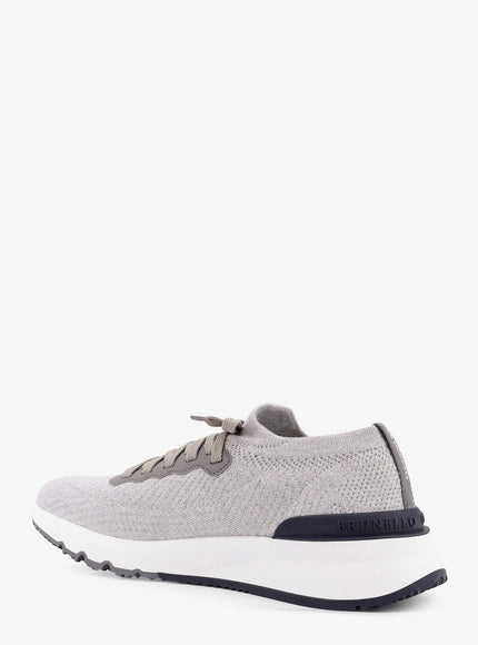 Brunello Cucinelli Cotton Knit Sneakers With Leather Inserts