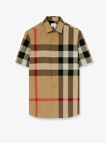 Burberry Cotton Shirt With Check Print Archive Beige Ip Chk