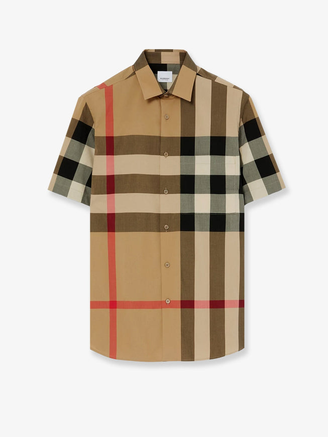 Burberry Cotton Shirt With Check Print Archive Beige Ip Chk