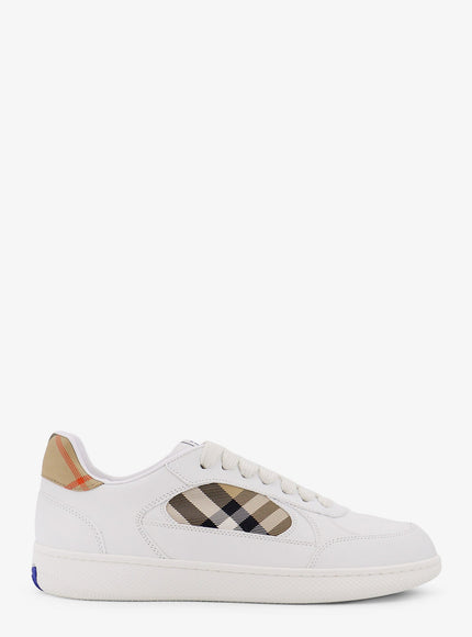 Burberry Low-Top Leather Sneakers With Check Inserts White Sand