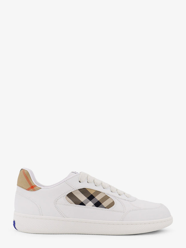 Burberry Low-Top Leather Sneakers With Check Inserts White Sand