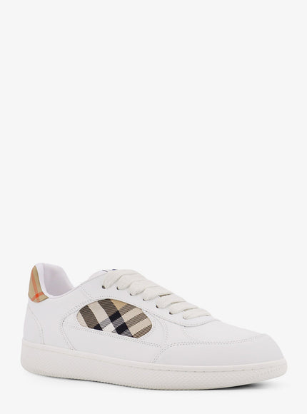 Burberry Low-Top Leather Sneakers With Check Inserts